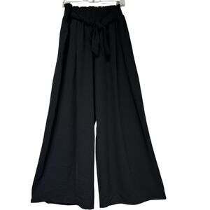 AusLook Plus Size 2X Black Wide Leg Palazzo Bow Waist Tie Pull On Pants New